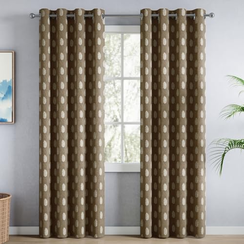 Image of haus & kinder Jacquard Door Curtains 7 Feet Long Pack of 2 Door Curtains, 7 Feet Curtains for Door (Feather Fern, Moss 130x213 CM)
