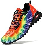 ikunka Men's Fashion Sneakers Lightweight Breathable Walking Shoes Tennis Cross Training Shoe Non Slip Trail Running Shoes（Rainbow 9）