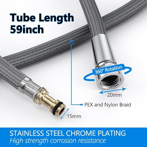 Upgraded Moen Pull Down Kitchen Faucet Replacement Hose Kit 150259, Compatible With Sink Faucet Part 187108, Reflex 68" Quick Connect Hose by Swess - Image 4