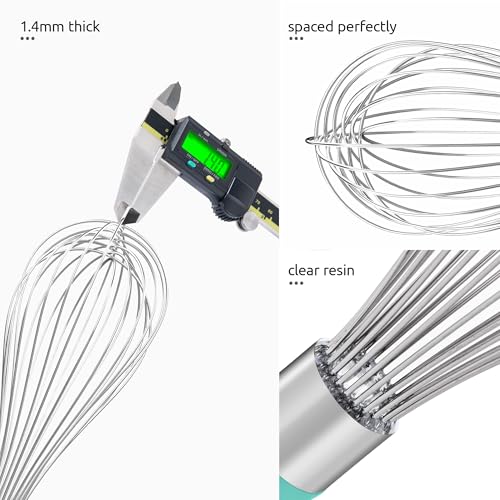 Image of U-Taste Wire Whisk for Cooking, 18 /10 Stainless Steel Wisk, L /Aqua Sky