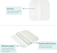 Vista 2 de Dimora Apósito hidrocoloide de 4 x 4 pulgadas, parches autoadhesivos estériles y capa de contacto de heridas de silicona Dimora para heridas