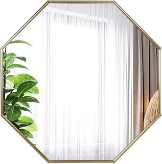 Oro Ottagonale Bagno Specchio da Parete,23 Pollici Semplice Alta qualità Metallo Cornice,per Camera da Letto Soggiorno Moderno Parete Appendere Decorativo