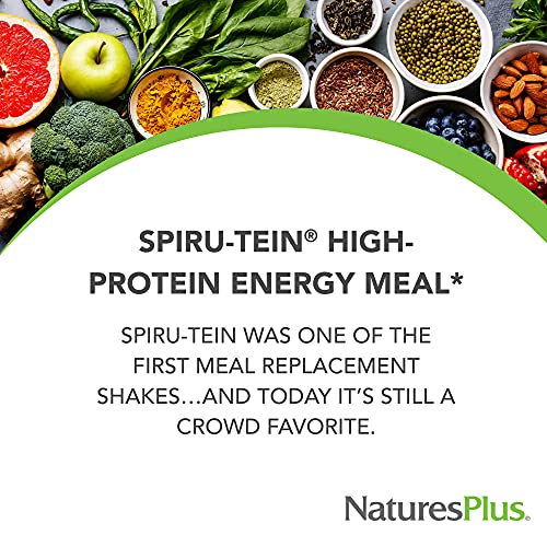 Naturesplus Spiru-Tein Shake - Peaches & Cream Flavor - 1.1 Lbs, Spirulina Protein Powder - Plant Based Meal Replacement, Vitamins & Minerals For Energy - Vegetarian, Gluten-Free - 15 Servings #TOP1
