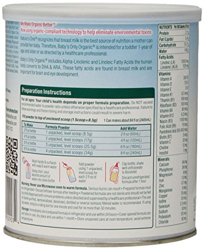 Baby's Only Toddler Formula, Lactose Relief, Organic, 12.7-Ounce Can #TOP2