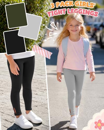 Image of 3 Pack Toddler Girl Cotton Leggings | Baby Girls Cute Stretchy Pants, Soft Bow Knot Leggings, Kids Full Length Tight Pants, 18M-5T Solid Comfortable Leggings