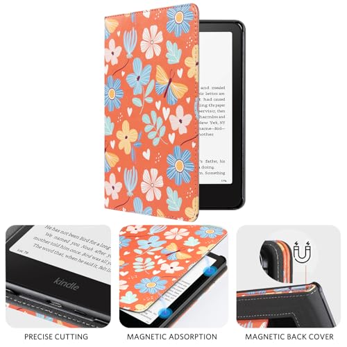 Image of CoBak Stand Case for 7 inch Kindle Paperwhite 12th Gen 2024 and Kindle Colorsoft with Hand Strap - Compatible with iPhone MagSafe, for Samsung /Belkin /Anker Wireless Charging Pads, Durable, Auto Sleep Wake