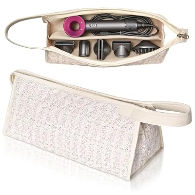 Gosect Hair Tools Travel Bag Compatible with Dyson Airwarp Styler, Portable Hair Dryer Carrying Case for Shark Flex style, Curling Iron, Flat Iron Hot Tools Storage Bag(Pink Floral)
