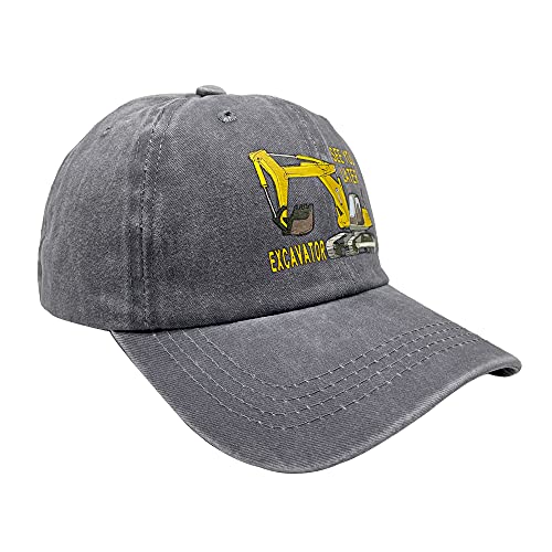 Nvjui Jufopl Boys' See You Later Excavator Baseball Cap Washed Vintage Funny Dad Hat Gray #TOP2