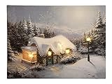 zeitzone LED Bild Winter Weihnachten Berghütte Winterlandschaft Beleuchtet 28x38cm