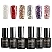 Produktbild ROSALIND 7ml UV-Gel Nagellack LED-Lampe Gel Lack kirsche rot Farbe Gel Polnisch reine Farben semi permanente Gel-Lack Nagel 6 Flasche diamond glitter gel