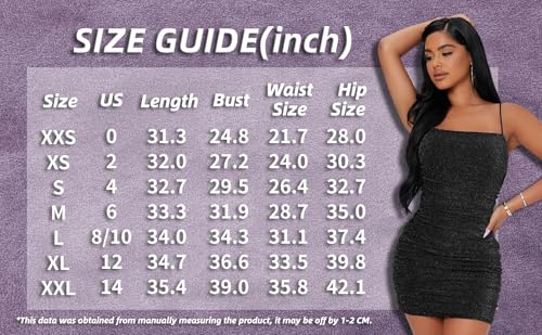 Image of Floerns Women's Glitter Sleeveless Ruched Party Clubwear Bodycon Mini Dress