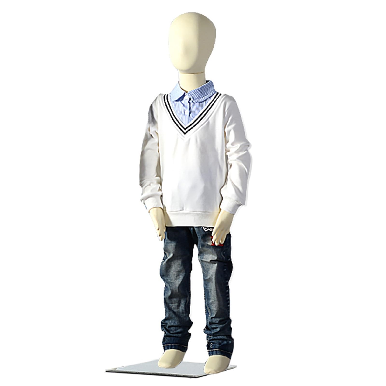 Mannequin réaliste pour enfants de 4 à 5 ans, corps entier, détachable, sans visage, en mousse, avec bras épinglables et base en métal pour vitrine, présentoir de vêtements et couture (taille :