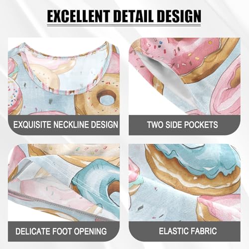 ALAZA Colored Donut Pajamas Set Short Sleeve Cotton Sleepwear Summer Pjs 2 Piece 5-14Y4