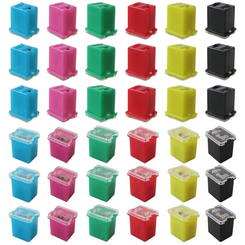 JURENGUDF 36Pcs Fuse Car Fuses Assortment Kit Automotive Low Profile Box Shaped Automotive Fuses for Trucks Cars and SUVs (20A, 30A, 40A, 50A, 60A, 80A)