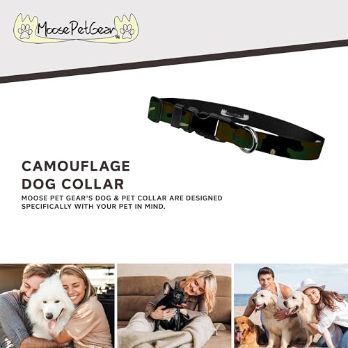 Image of Camo Dog Collar - Camouflage Print Adjustable, D Ring, Side Release Buckle, 1 Inch Adjusts 13-21 Inches, Large, Camouflage