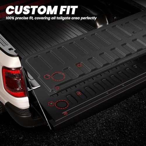 Image of LASFIT Tailgate Mat 2025 2026 for Dodge Ram 1500 Power Tailgate (NOT for Standard Tailgate or Power Tailgate-Release), All Weather TPE Tailgate Protector Liner Replacement Accessories
