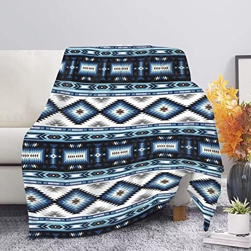 COEQINE Turquoise Blankets for Couch Tribal Horse Pattern Throw Blankets for Bedroom Soft Cozy Warm Blanket and Throws for Women Men Boys Girls