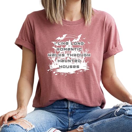 Personalized Handmade I Like Long Romantic Walks Through Haunted Houses Sweatshirt,Retro Spooky Halloween Gift, Ghost Hunter Shirt, Halloween Gift
