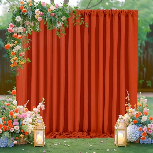 Image of Rust Backdrop Curtains 10ft x 8ft Polyester Photo Backdrop Drapes for Birthday Party Stage Window Supplies Decorations