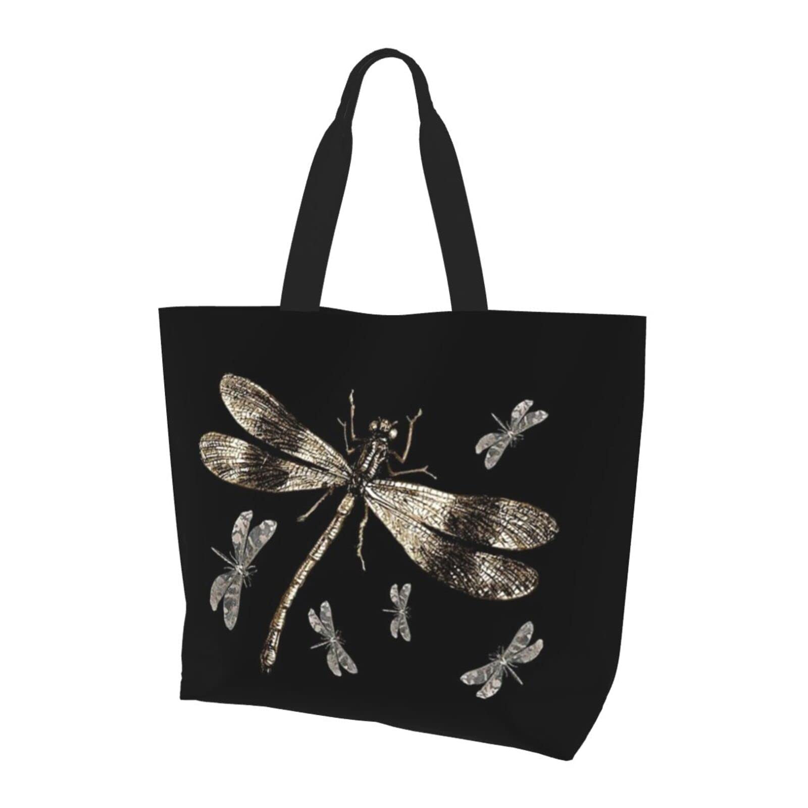 ASYG Dragonfly Tote Shoulder Bag Women Grocery Bags Storage Handle Shopping Bag for Spring Outing