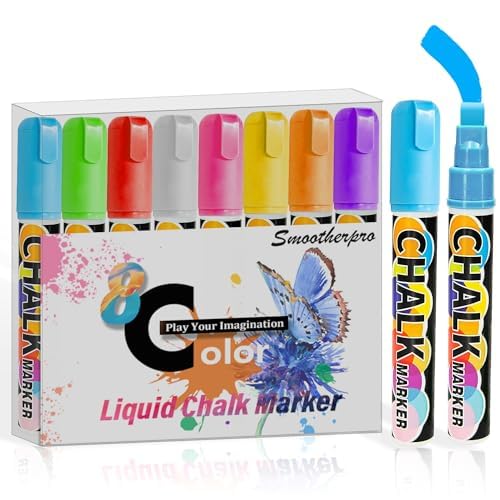 SMOOTHERPRO Liquid Chalk Marker Pen, 8 Colors