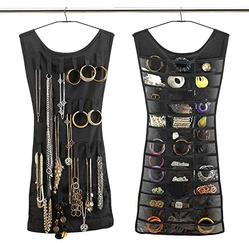 Aeromdale Grand Porte Bijoux Organiseur Noir Rangement Bijoux - Robe Bagues, Armoir à Bijoux, Porte Boucles d'oreilles, Tout en Un Cadeau