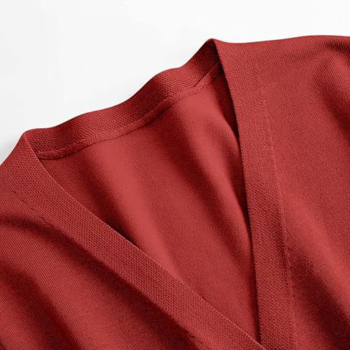Chaleco largo para mujer rojo estilo kimono fluido ideal para las noches frescas de terraza 7