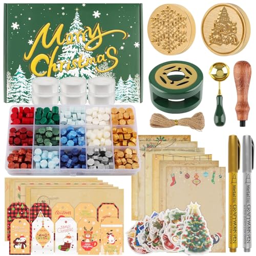 Lanstics Christmas Wax Seal Stamp Kit - Brass...