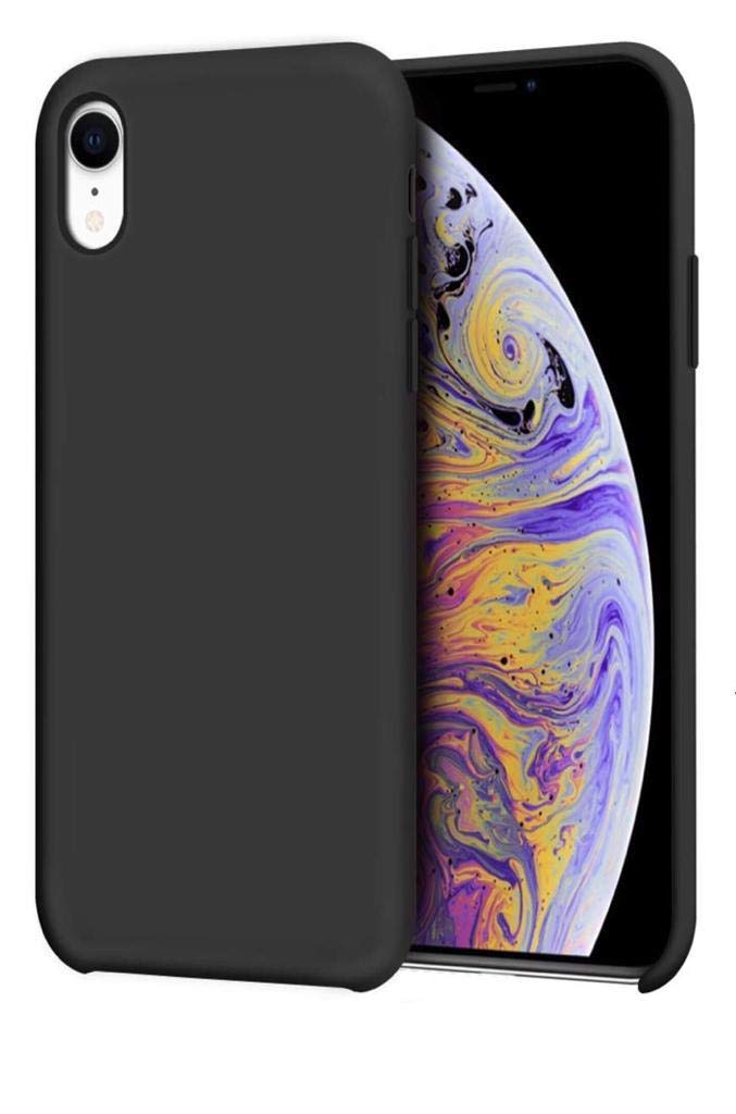 Happy Life Liquid Silicone Gel Rubber Protective Case with Soft Microfiber Cloth Cushion Lining for Apple iPhone XR 6.1 (Black)