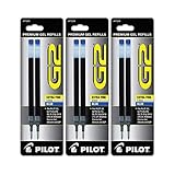 Pilot G2 Gel Ink Pen Refills, Extra Fine Point, 0.5mm, Blue Ink, 6 Refills