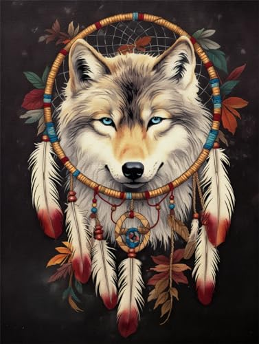 Kit de broderie de perles de rocaille loup point de croix loisir créatif adulte