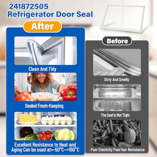 Image of Upgraded 242193205 241872505 Freezer Door Gasket Replacement Compatible with Electrolux Frigidaire CRT216HLW4 FFHI2117LW2, 5304439522 28.4″x20.8″ Refrigerator Gasket Replace 1379481 240390702 Seal