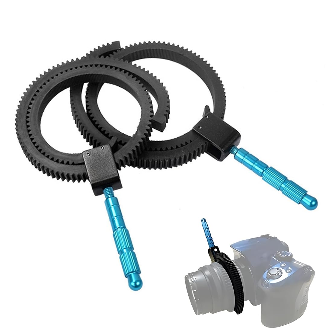 2 Pcs Follow Focus Ring per Obiettivo Anello Ingranaggio Follow Focus in Gomma Dentata (Nero)