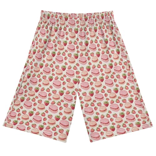 ALAZA Football Strawberry Cakes Youth Athletic Shorts for Boys and Girls Size 11-12 Years