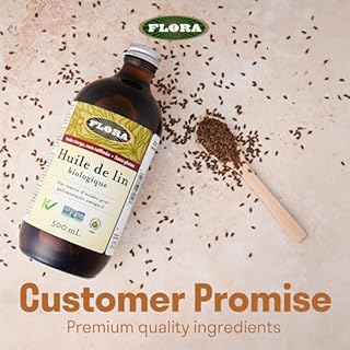 Flora Health Certified Organic Flax Oil - Cold Pressed & Unrefined - Non-GMO, Gluten-Free, Kosher Omega Flax Seed Oil Blend - Essential Fatty Acids for Wellness - 500 mL Liquid, Glass Bottle