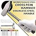 WEDO Stainless Hammer,Cross Pein Engineers'with Flat handle, Corrosion Resistant, Rust Proof, Durable, Environmental friendly, 500g