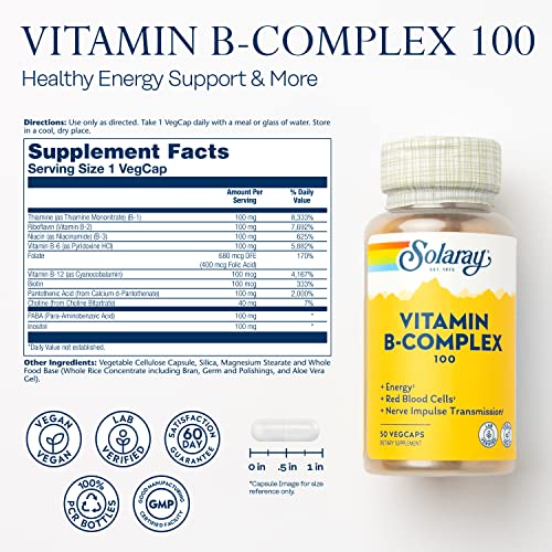 SOLARAY-Vitamin-B-Complex-100-mg-Healthy-Energy-Supplement-Red-Blood-Cell-Formation-Nerve-Immune-Support-Super-B-Complex-Vitamins-with-Folic-Acid-Vitamin-B6-B12-Biotin-More-Vegan-50ct
