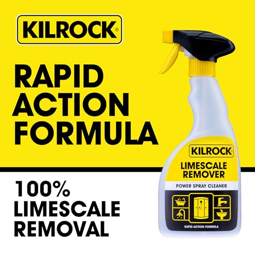 Image of Kilrock Limescale Remover Power Spray Cleaner 2 x 500ml - Rapid Action Formula - Destroys Hard Water Stains, Soap Scum, Dirt, and Grime - Perfect for Bathrooms, Sinks, Shower Screens, Toilets, Baths