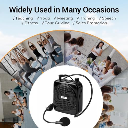 Image of MZ Portable Voice Amplifier with Wired Headset Microphone, Bluetooth PA Speaker with USB and SD Card Input for Teaching, Classroom, Training, Yoga & Meetings