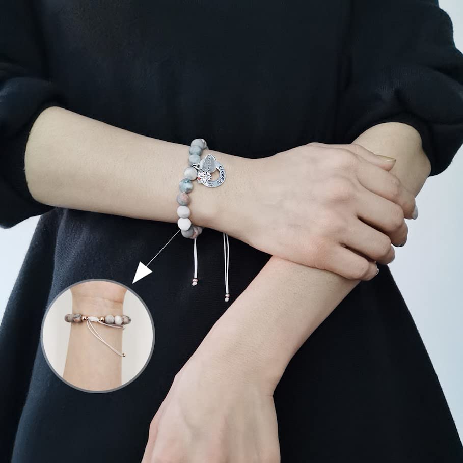Image of Uloveido Grandma Bracelet for Nana - Gem Semi Precious Gemstone Beaded Bracelet Adjustable Mothers Day Gifts for Grandma from Granddaughter
