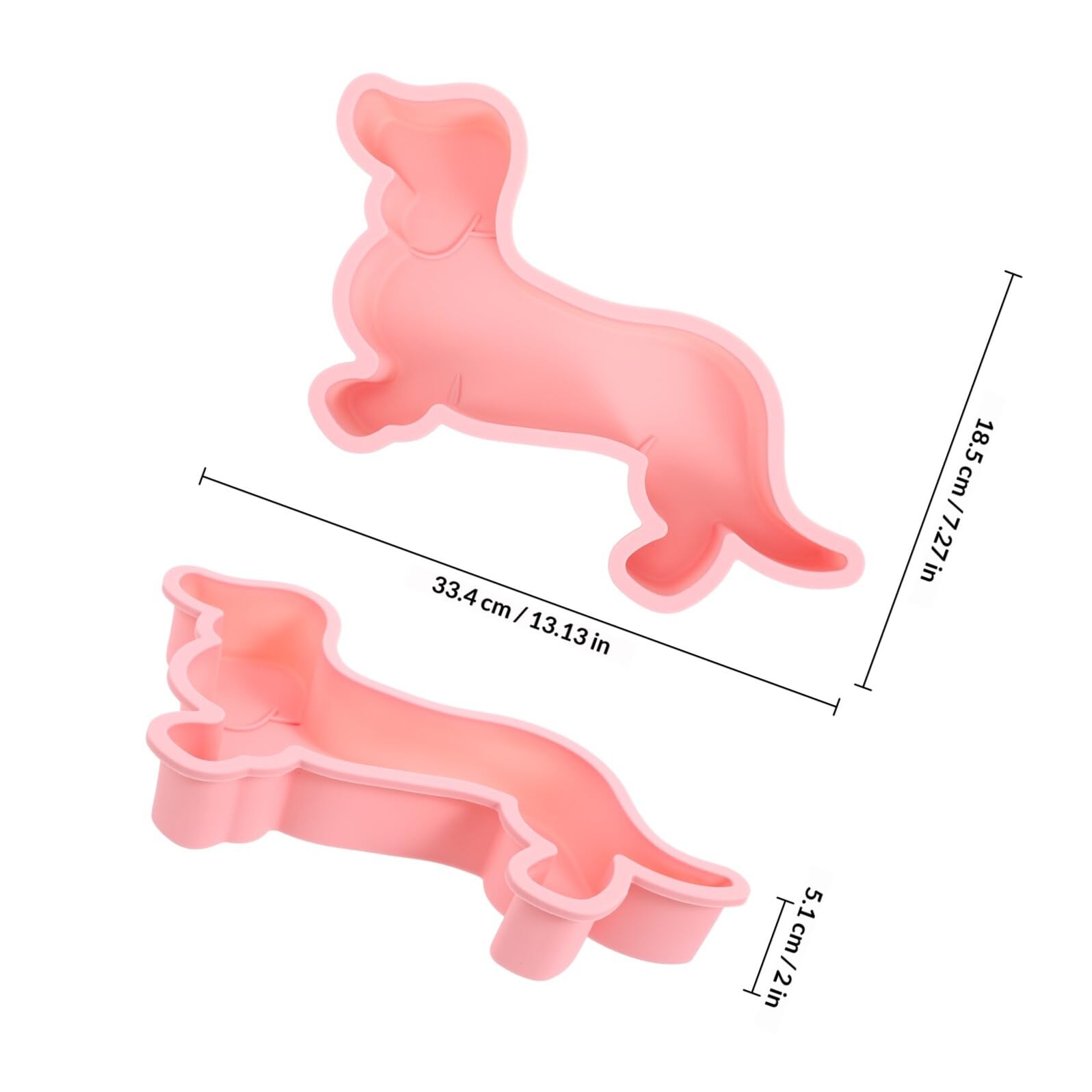 Stampo da Forno in Silicone a Forma di Cane 2 Pezzi Rosa | Torta e Budino, Texture Fine e Struttura Robusta, Leggero e Antiaderente per Cucina e Compleanno