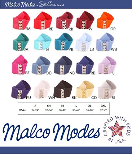 Malco Modes Luxury Vintage Adult Elastic Cinch Stretch Belt Metal Hook And Eye Clasp Buckle Elastic Core Cotton Cove (Red / 2Xl ) #TOP3