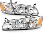ACANII - For 2000-2001 Toyota Camry OE Factory Style Headlights Headlamps w/Corner Lights Signal Lamps 4pcs Left+Right