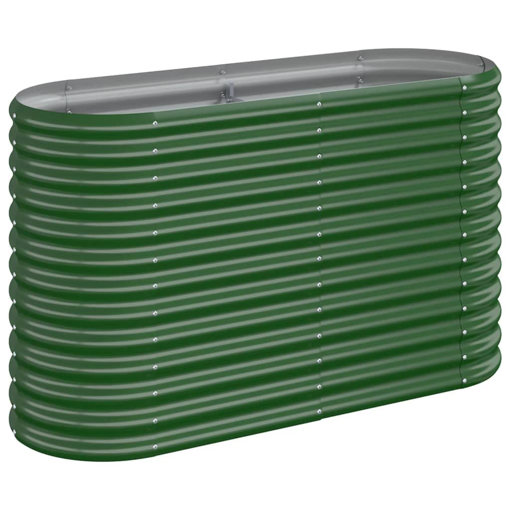 vidaXL Garden Raised Bed-Green Powder-Coated Steel Oval Planter/114x40x68cm-Weather Resistant Flower Box for Outdoor Gardening