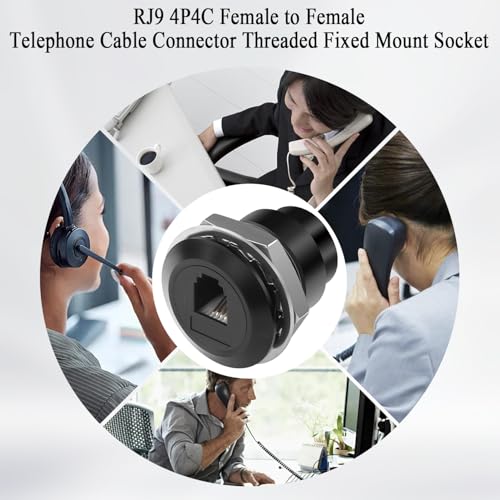 QIANRENON RJ9 Gewinde Feste Montage Telefonleitung Socket Adapter RJ9 4P4C Buchse auf Buchse Bulkhead Mount Telefonhörer Anschluss Extender, 7,5mm Schmal, für Erweiterung RJ-9 Telefon Port