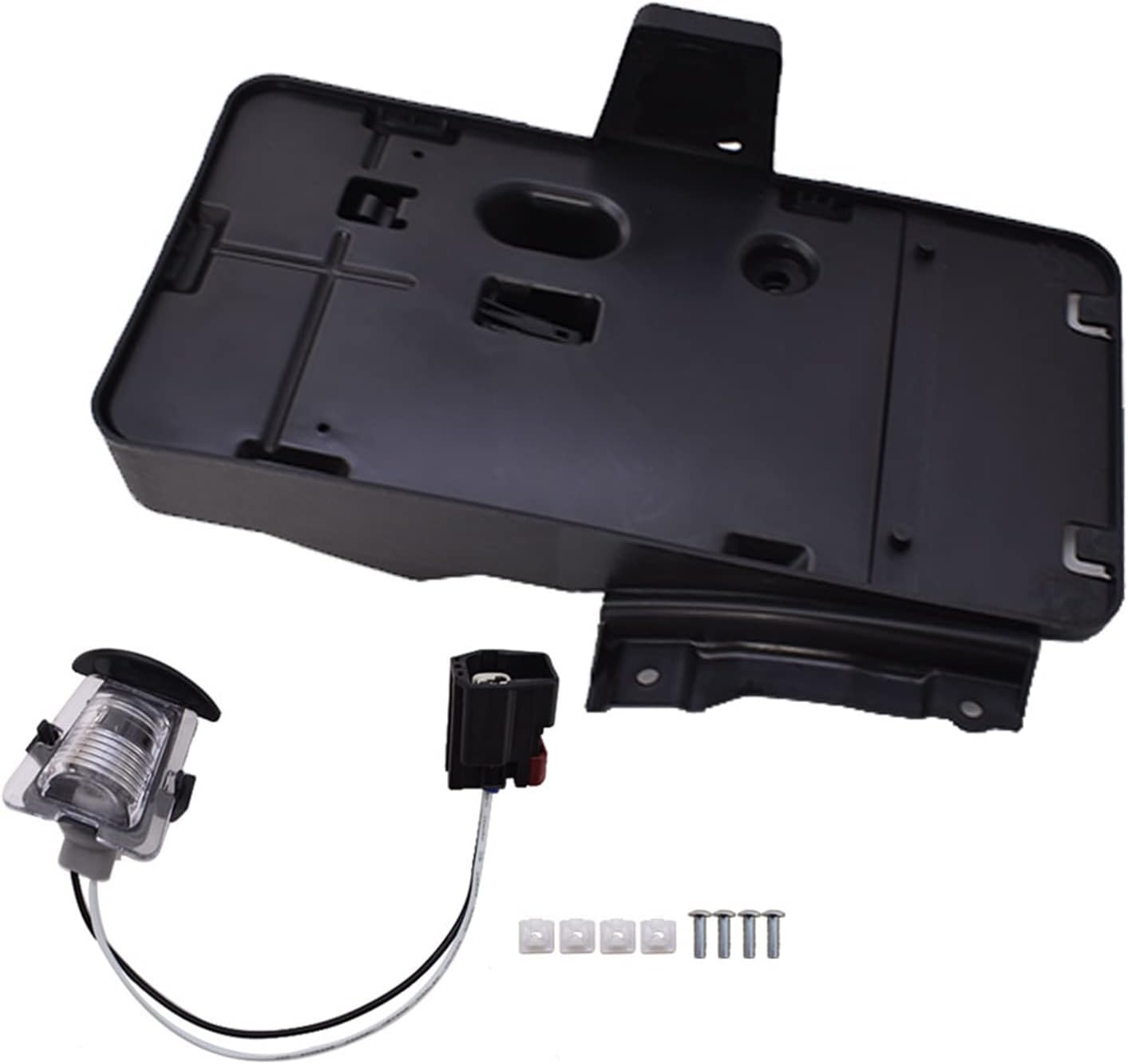 Black Rear License Plate Mounting Holder Bracket and Light Plastic Replacement for 2007-2018 Wrangler JK JKU 68064720AA
