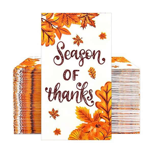 100 thanksgiving napkins fall leaves paper guest towels 3 ply season of thanks decorative napkins autumn harvest leaf disposable hand napkins for bathroom dinner decor party supplies  urban country home decor