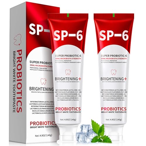 2Pcs SP-6 Probiotic Brightening Toothpaste Sp-6 Whitening Sensitive Teeth Gum Protection Enamel Safe Deep Cleaning Oral Care Brightens Teeth & Freshens Breath for Adults Kids