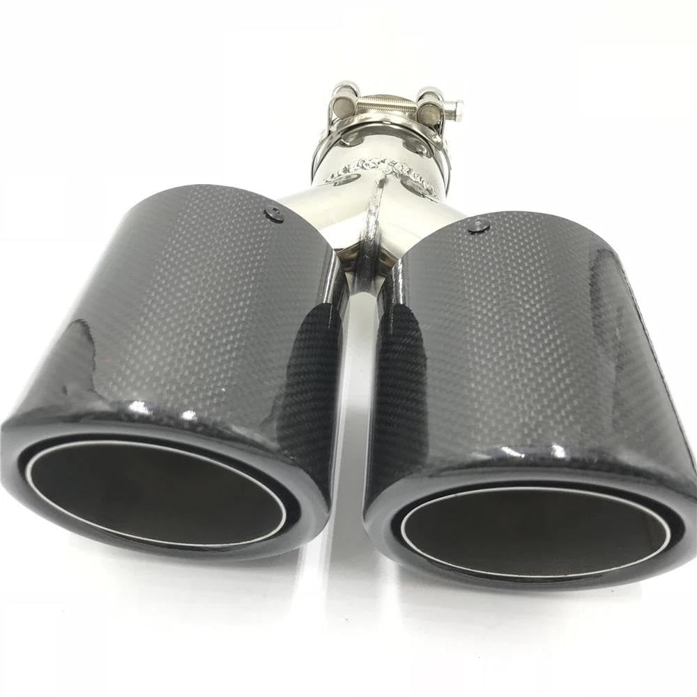 Terminale di Scarico 1 Pezzo Doppio Carbonio Doppio Silenziatore Punta Universale Tubo Scarico Silenziatori Punte Scarico per Benz Punta di Scarico Coda(ID 51-OD 101)