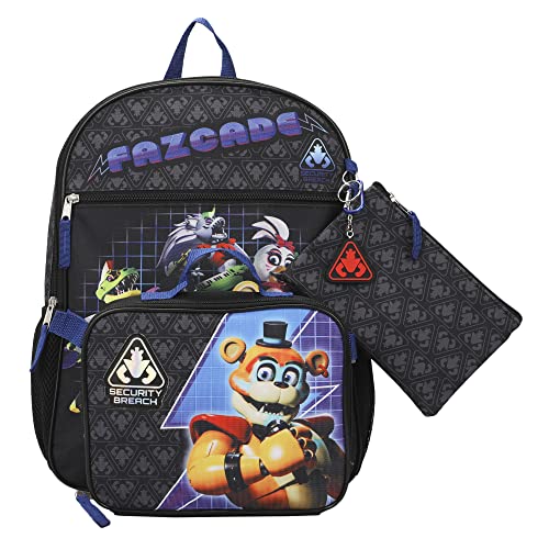 Bioworld Five Nights At Freddy's Security Breach Fazcade Conjunto de mochila juvenil de 5 peças